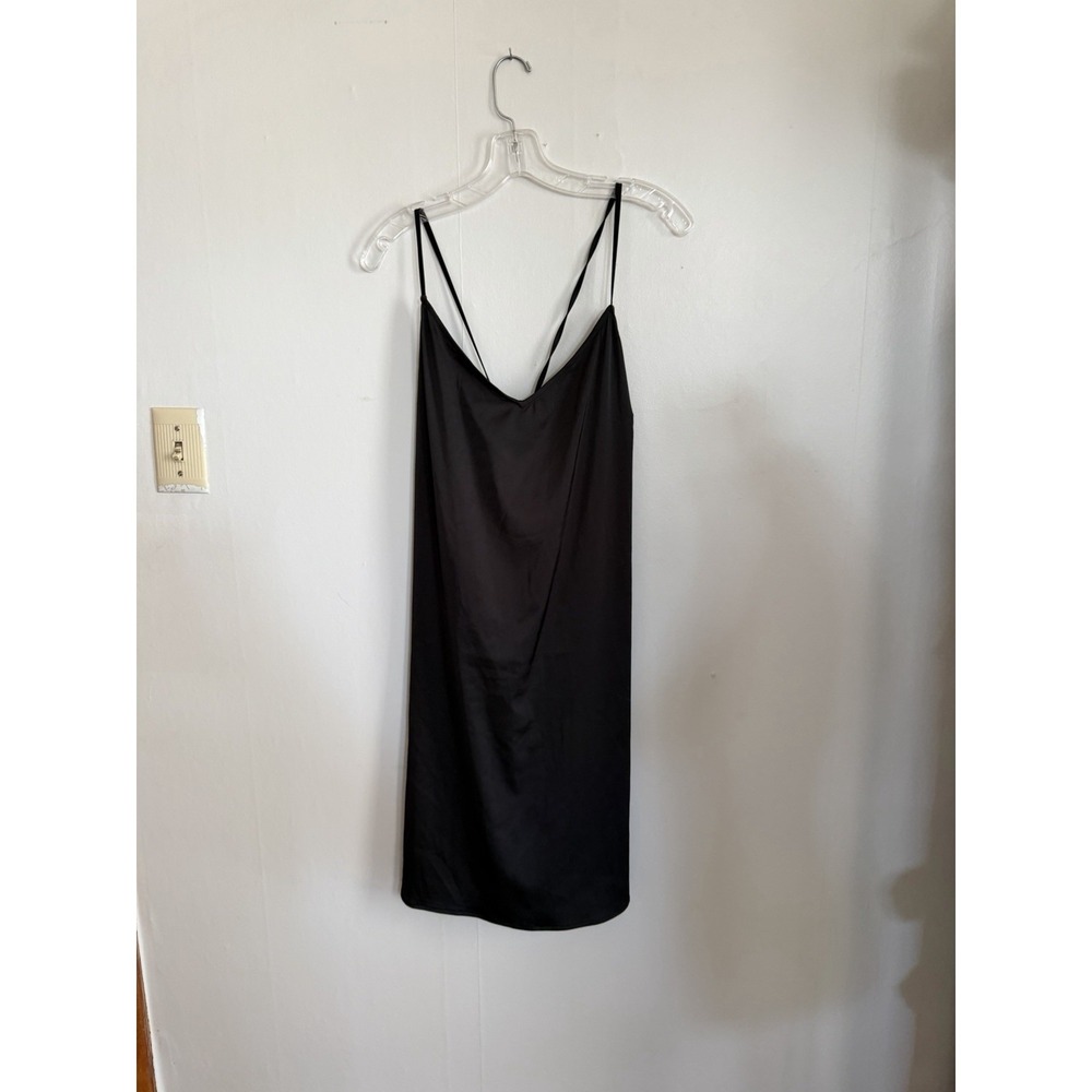 Black NWT Slip Satin Dress. Backless Midi Short‎ XL The Drop